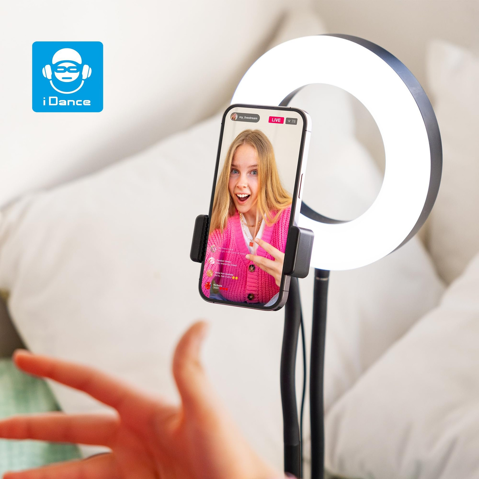 iDance LED Ring Light with Cell Phone Holder, 6", USB Powered with Bluetooth...