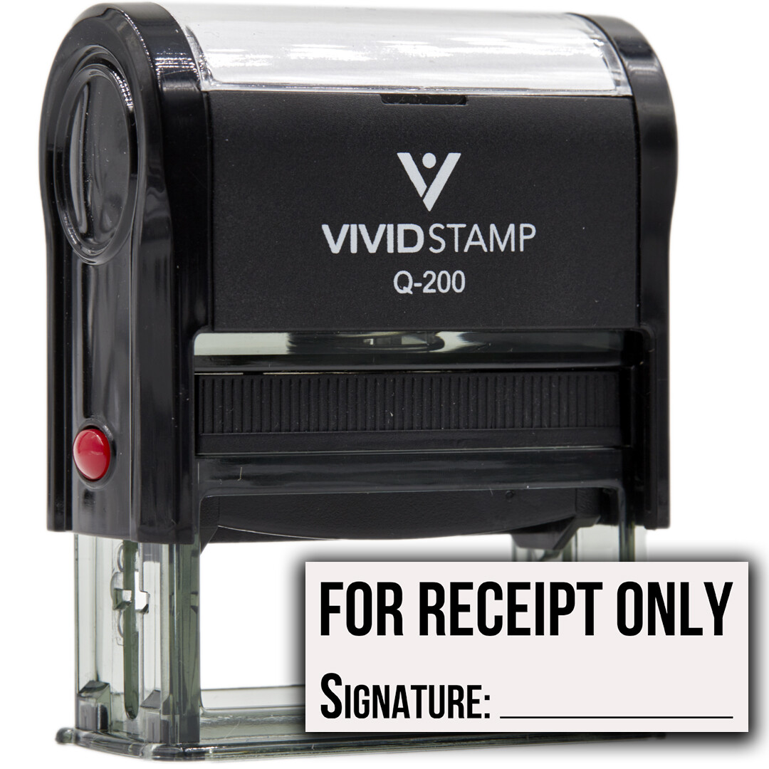 For Receipt Only with Signature and Date Line Self Inking Rubber Stamp