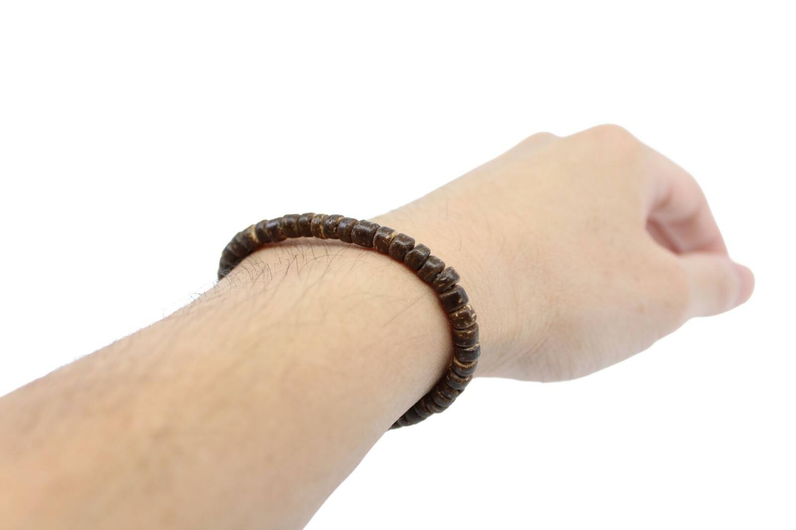Coconut Shell Bracelet - 7", Dark Brown Coconut Shell (Thin), Hawaiian Surfer