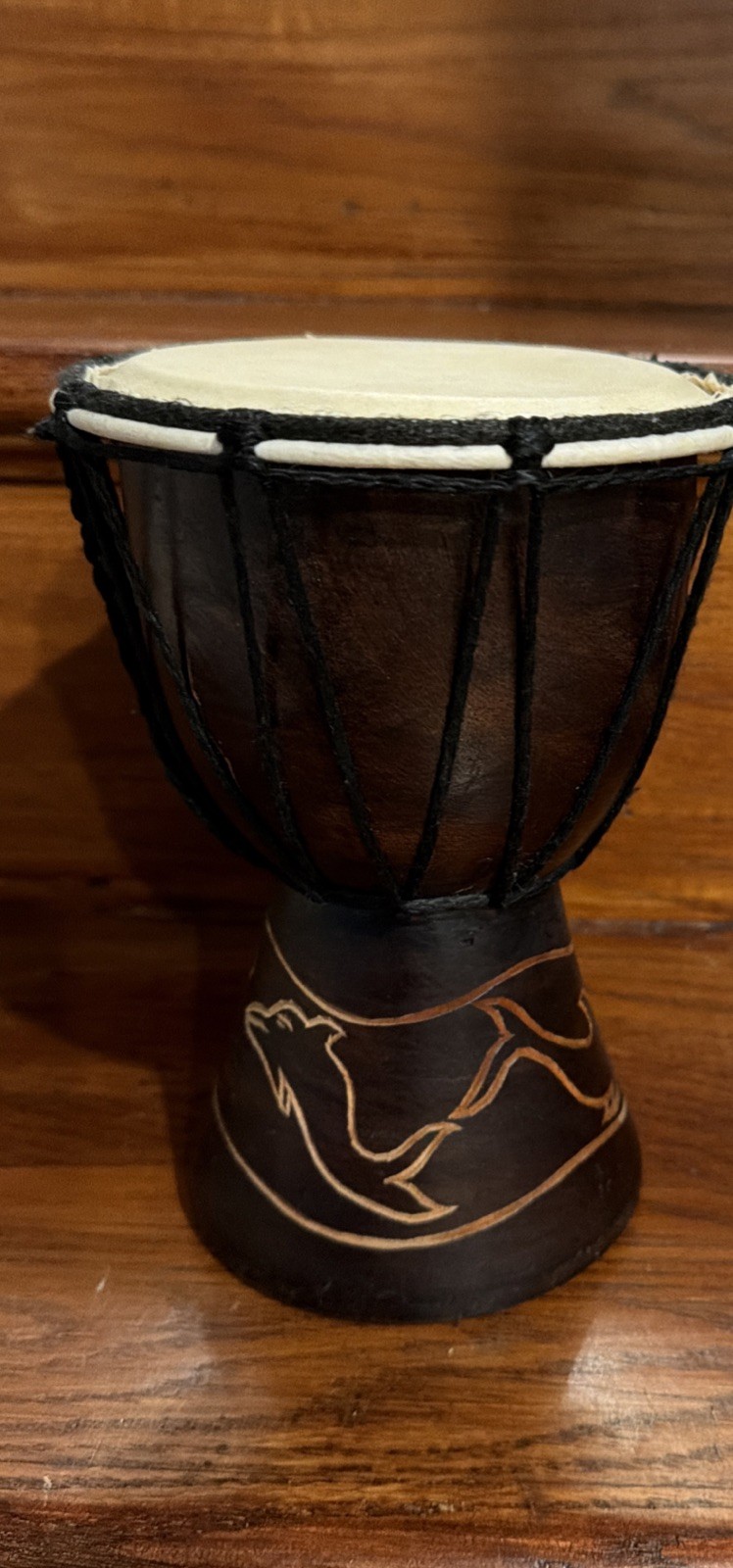 African Djembe Hand Drum - Wooden Tribal Drum - Hand Carved - 8” X 4.5