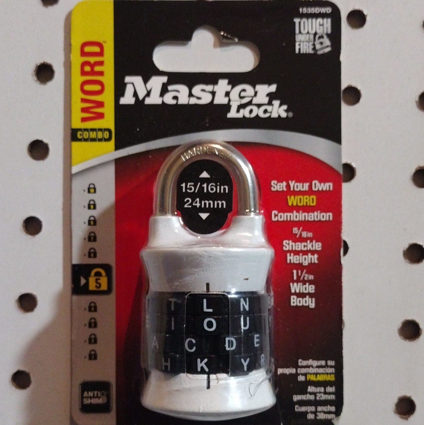 Master Lock 1535DWD Resettable Word Combo Padlock Metal 1-1/2in Wide