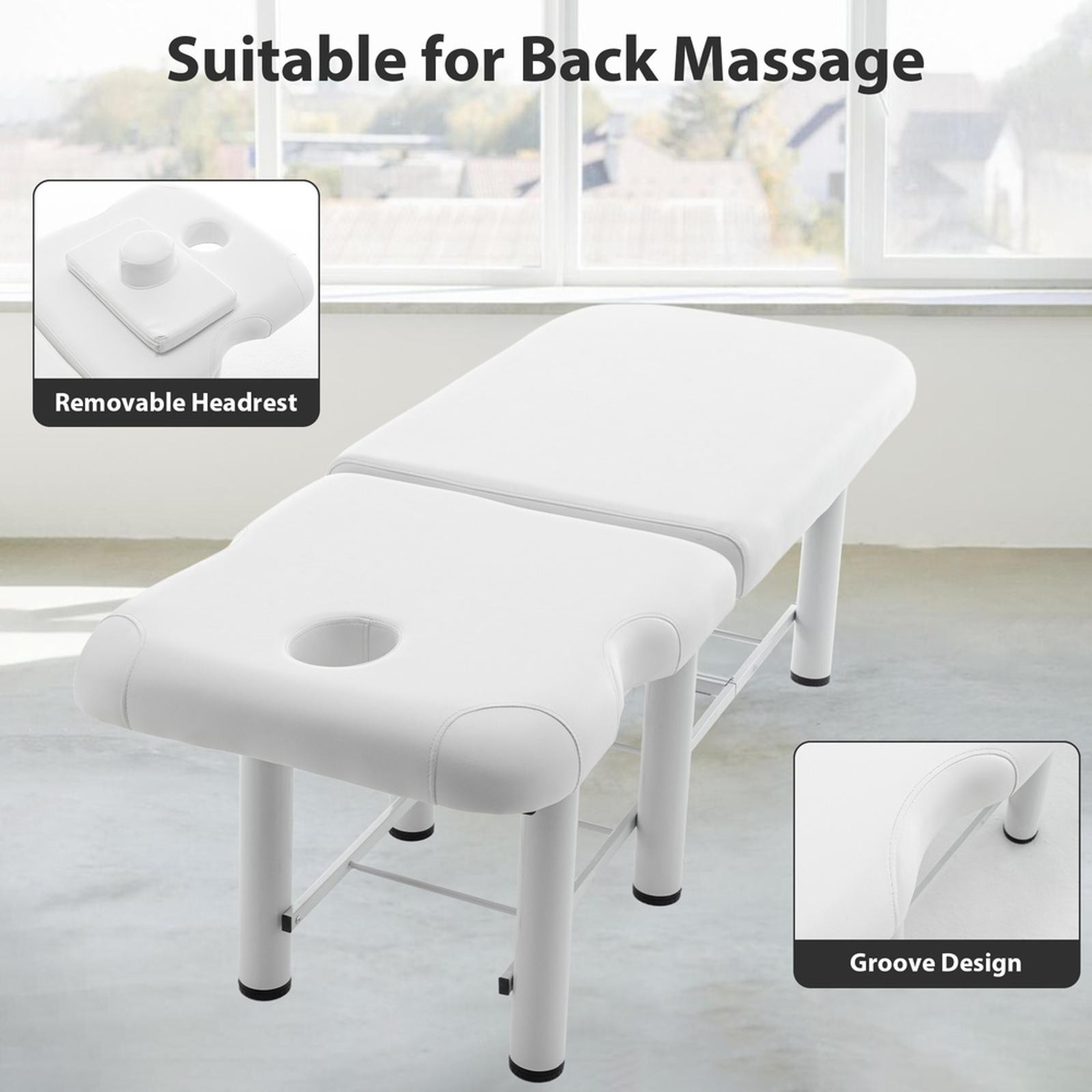 Professional Adjustable Massage Table with Memory Foam, Removable Headrest &