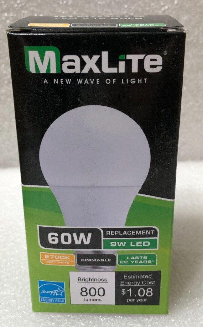 MaxLite 2700K Soft White 60W LED Replacement Bulbs Dimmable 800 Lumens (Qty. 1)