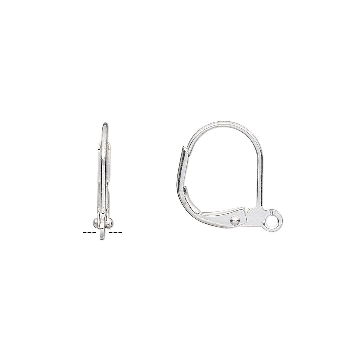 100 Silver Plated Brass 14mm Leverback Ear Wires with Open Loop Earrings