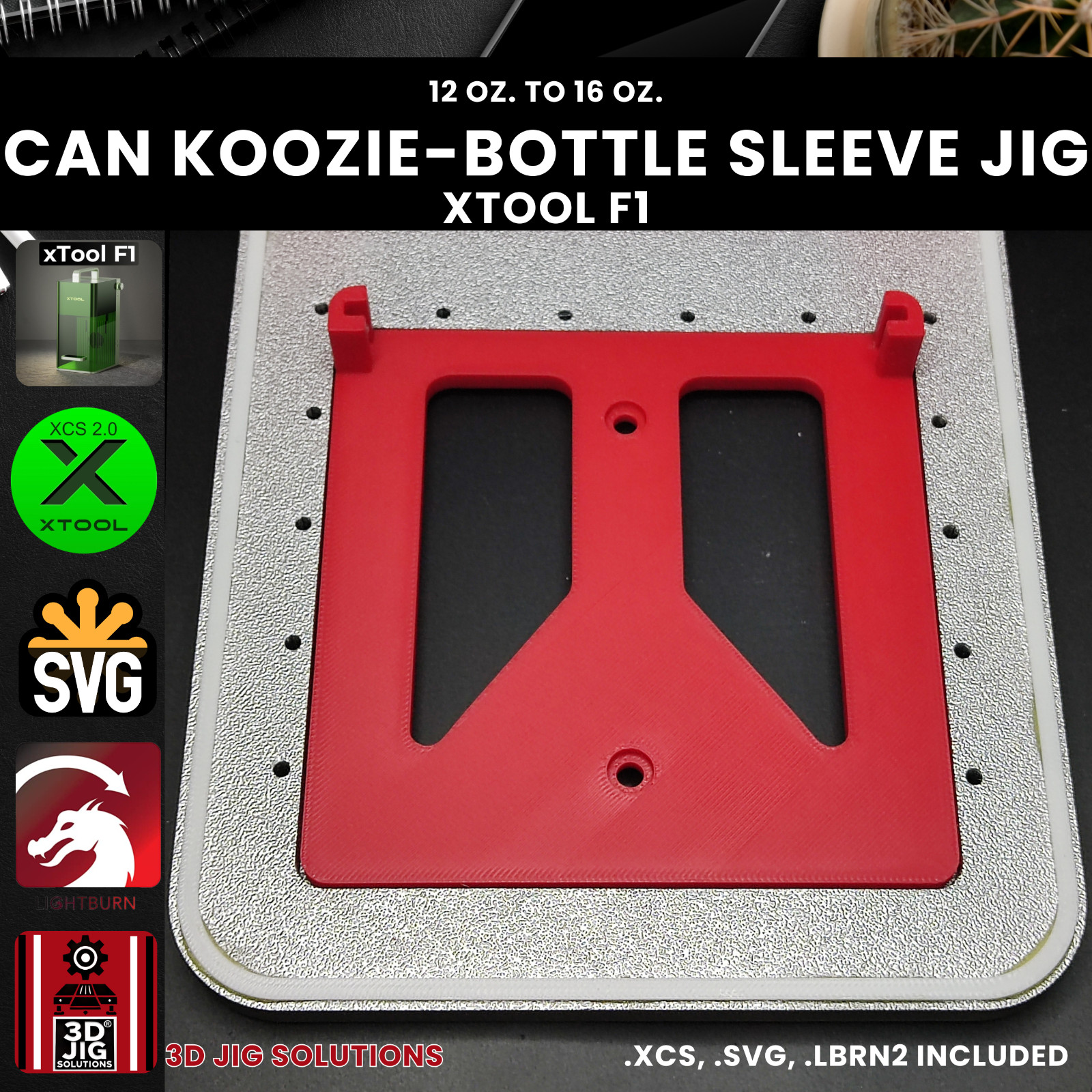 xTool F1 Koozie Jig | Bottle Cooler Laser Engraving Template | Both Sides