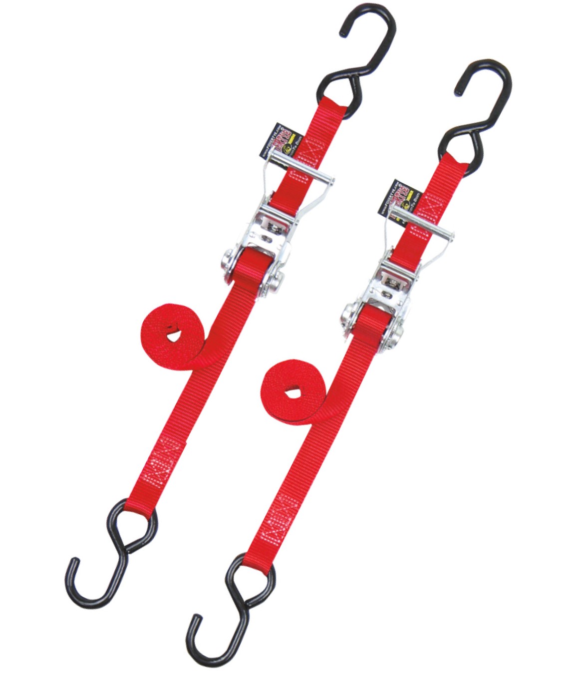 Powertye 1" Ratchet-Style Red Tie Downs (pair) (32271)