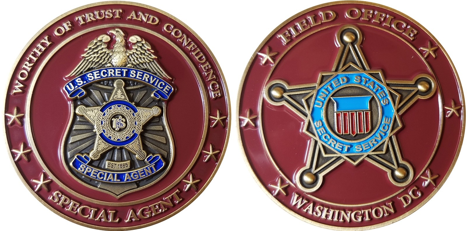 US SECRET SERVICE WASHINGTON DC FIELD OFFICE SPECIAL AGENT CHALLENGE COIN 2"T 37