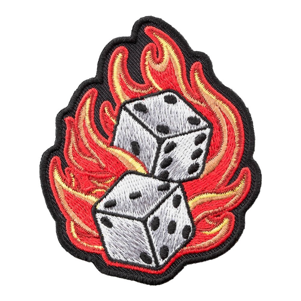 Rolling Dice Flames Craps Patch,  Casino Gambling Patches