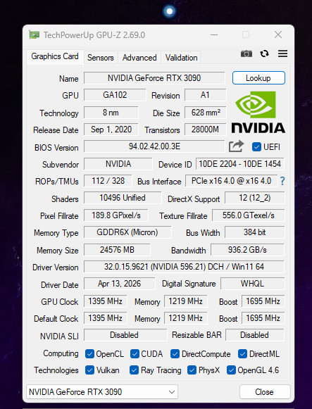 GALAXY GEFORCE RTX 3090 24G Turbo AI Deep Learning GPU NVIDIA AMPERE Blower