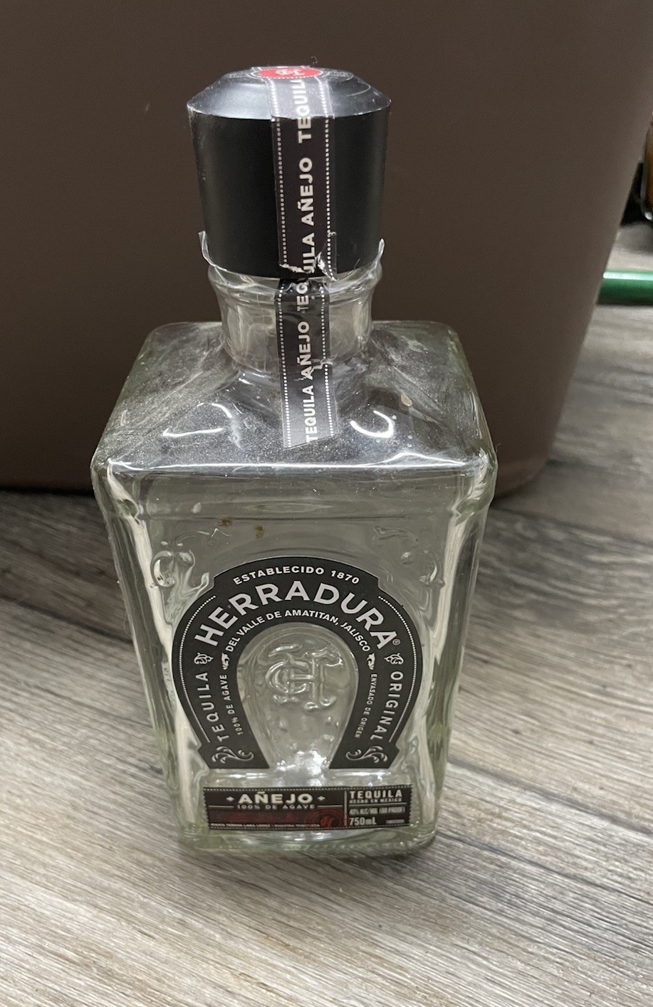 Añejo Herradura Clear EMPTY 750mL Bottle For Craft Or Decor