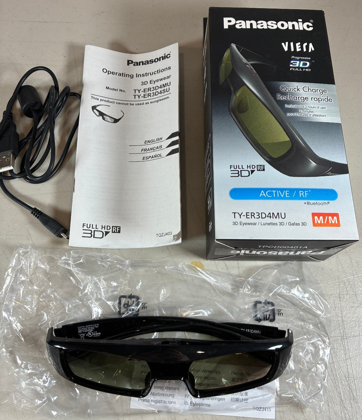 Panasonic Viera TYER3D4MU 3D Full HD Glasses Eyewear M/M Active/RF Bluetooth