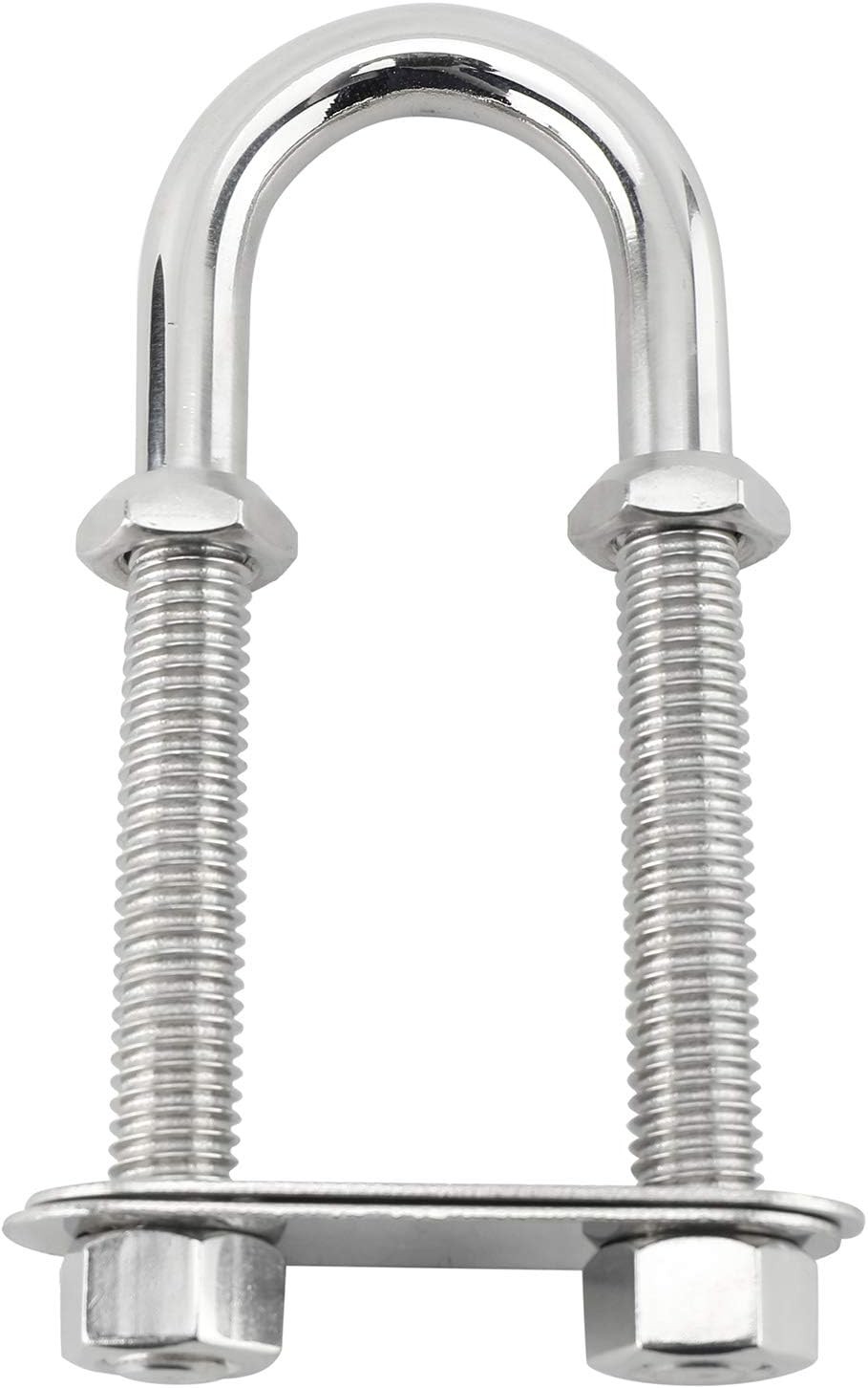 2 Pack Stainless Steel Bow Stern Eye Tie Down U Bolt w/ Nuts & Washers 4" Length