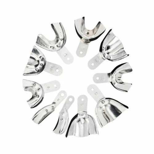 2 Pcs/Pair Autoclavable Dental Aluminum Impression Impression Trays Without Hole