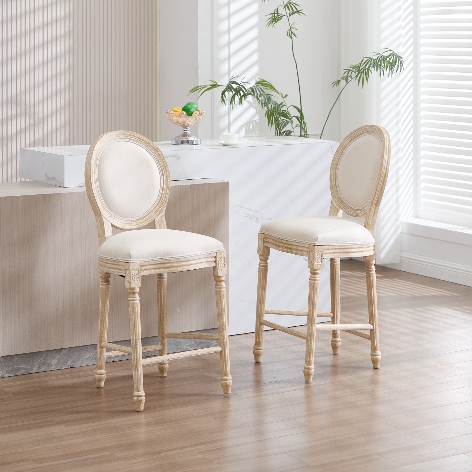 Set of 2 Bar Stools Upholstered Bar Chair 43.31'' Counter Height Dining Chairs