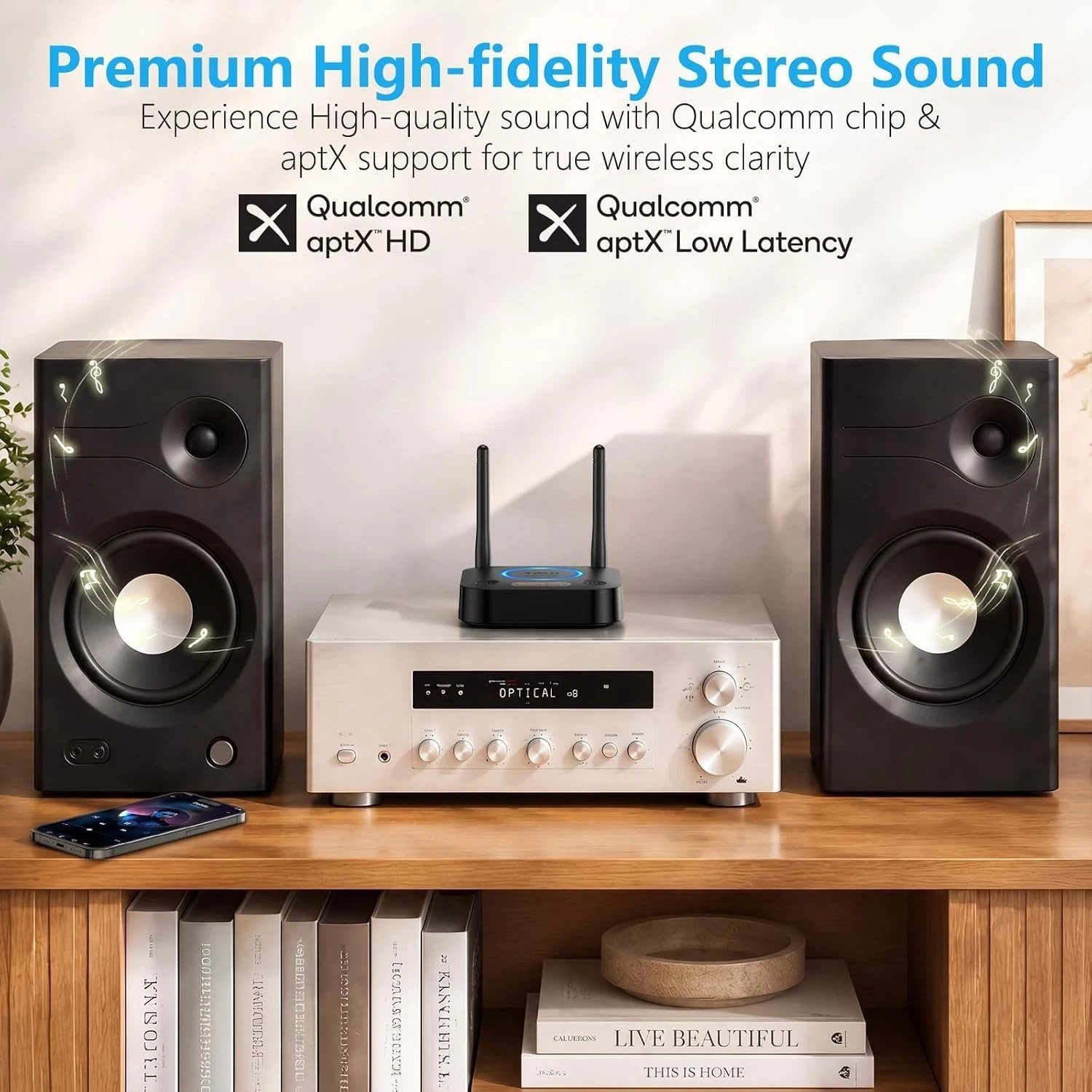 Upgraded] B06Pro Long Range Bluetooth Receiver, HiFi Wireless Audio Adapter, ...