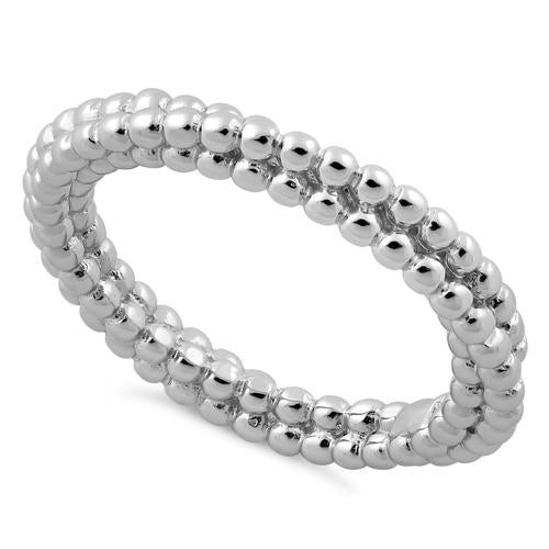 925 Sterling Silver Three Pebble Ring