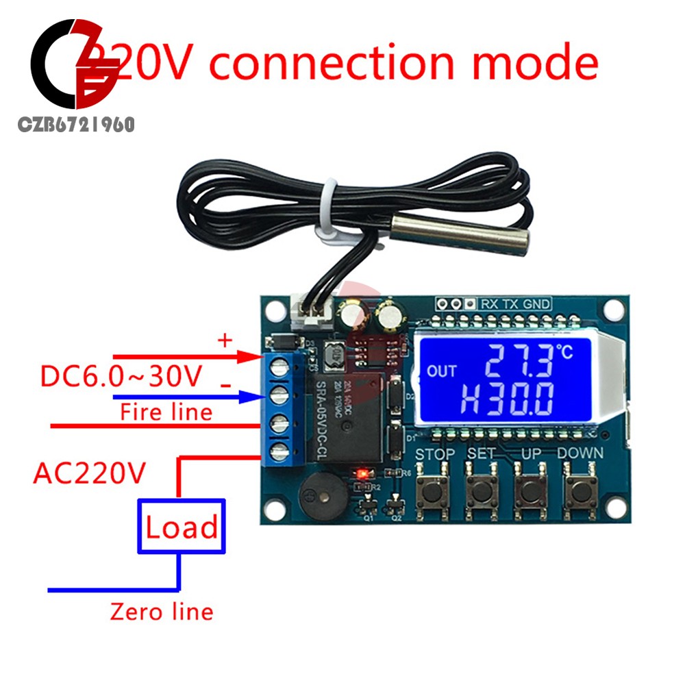 High-Precision Digital Thermostat DC 6.0-30V Temperature Controller -50°C~110°C