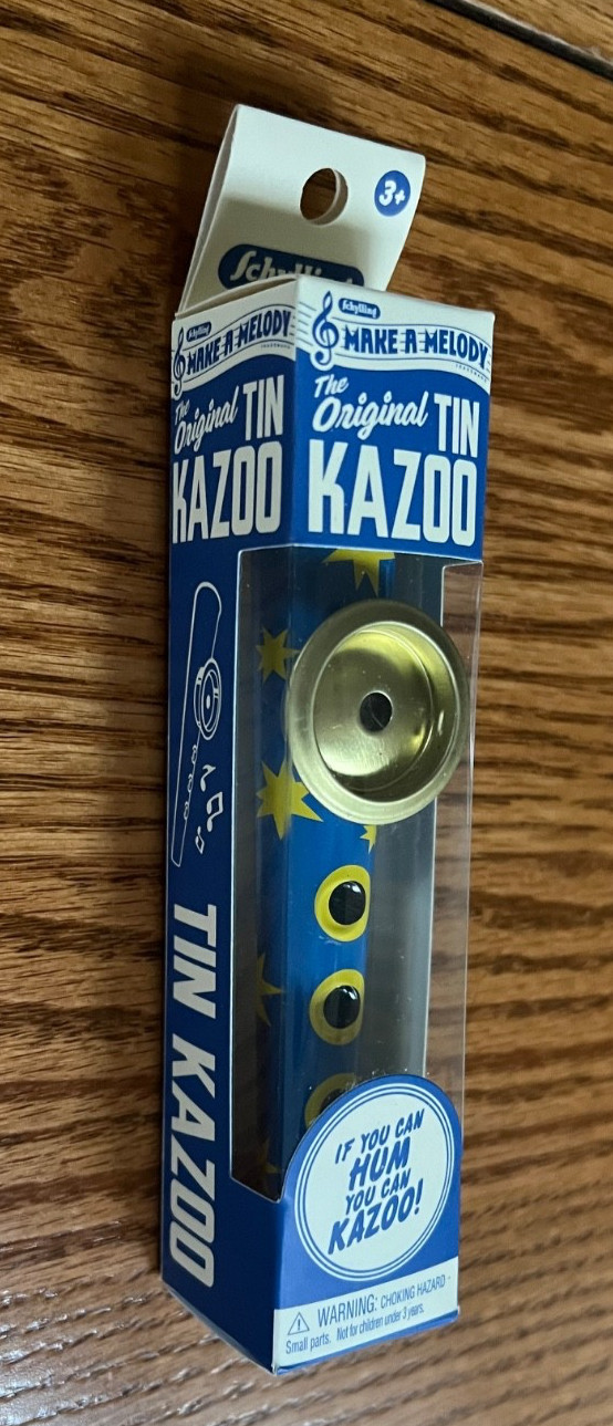 Schylling The Original Tin Kazoo Blue Yellow Stars New In Box