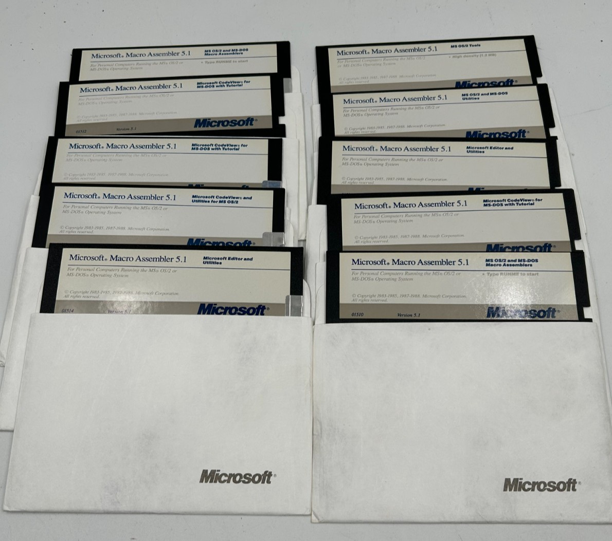 Microsoft Macro Assembler 5.1 OS/2 & MS-DOS Software 5.25" Disks