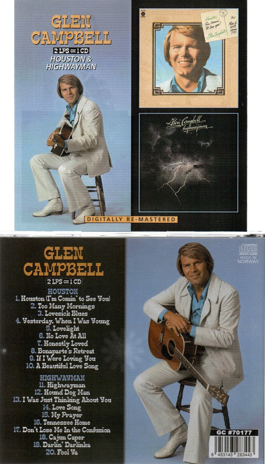 GLEN CAMPBELL HOUSTON/HIGHWAYMAN 2 LPS ON 1 IMPORT C D