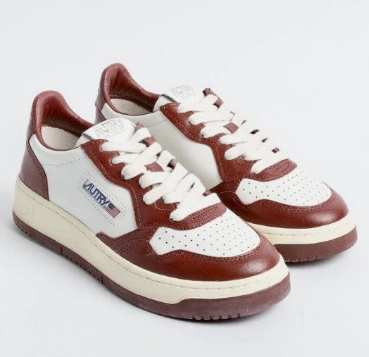 AUTRY Women’s ‘Medalist’ Low Bicolor Leather Sneakers White Red 39 / 9 $235+ NEW