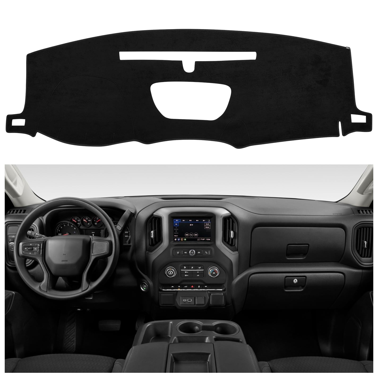 SPEEDWOW Dashboard Dash Board Cover Mat Carpet Compatible with Chevy Silverad...