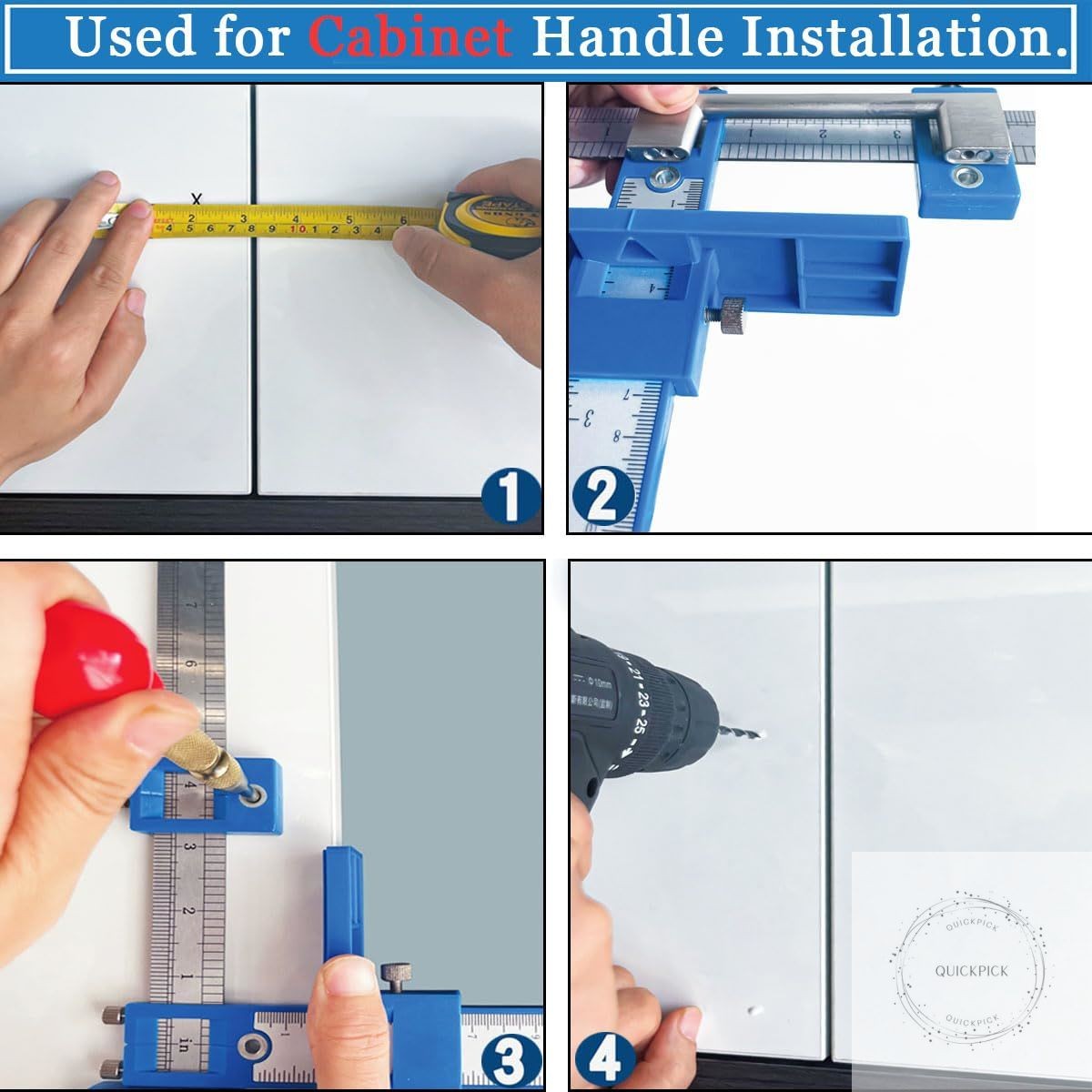 Cabinet Hardware Jig, Cabinet Handle Jig with Automatic Center Punch, Avoid Jitt