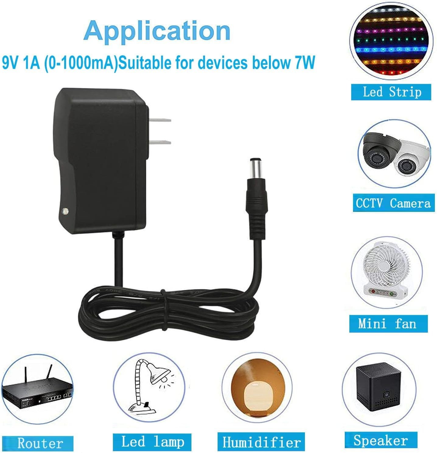 Versatile 9V 1A AC Adapter with 8 Interchangeable Tips for All Your Devices