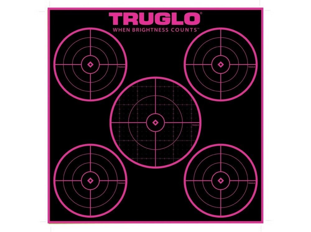 Truglo Target 12X12 5-Bull High Visibility Fluorescent Pink Outlines 6 Pk-TG11P6