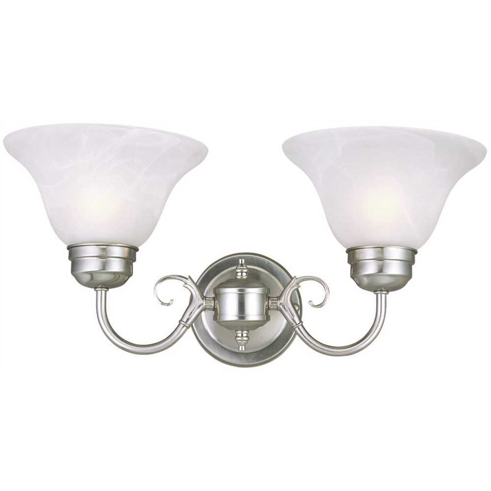 Millbridge 2-Light Satin Nickel Sconce with Alabaster Glass Shade