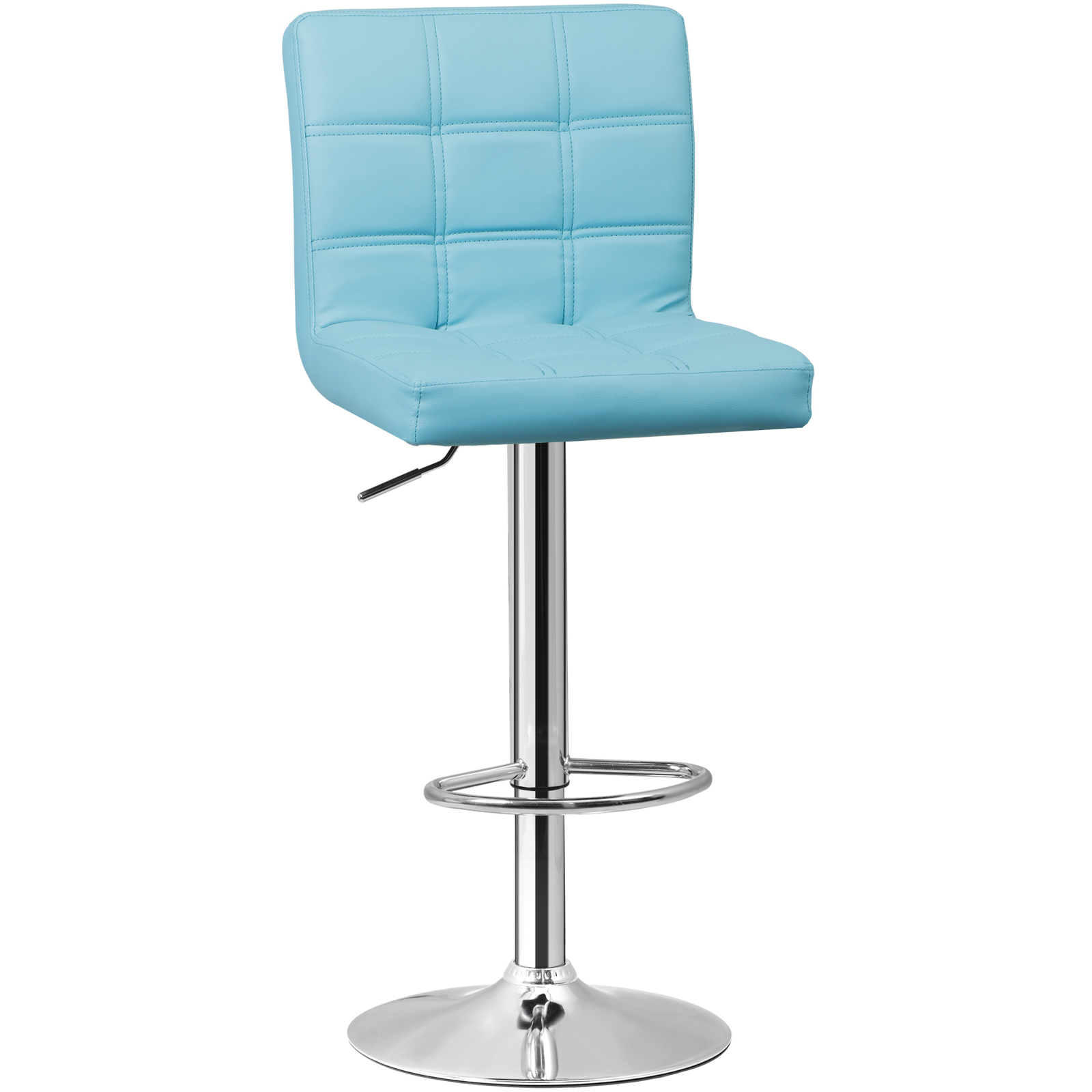 Two Pieces Height Adjustable Indoor Bart Stool 360 Rotation Metal Frame, Blue