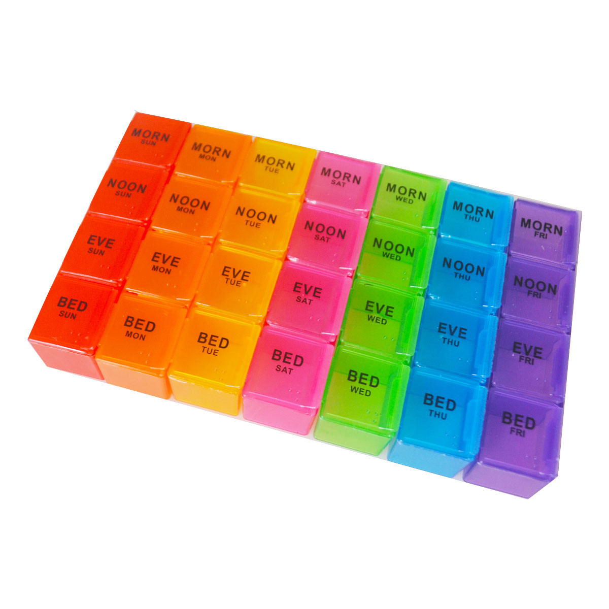 1 Portable Pill Box With 28Compartments Weekly 7Days Medicine Storage Container