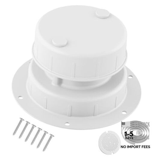 Aluminum RV Plumbing Vent Cap Cover with Screen - Weatherproof 1 Pack White