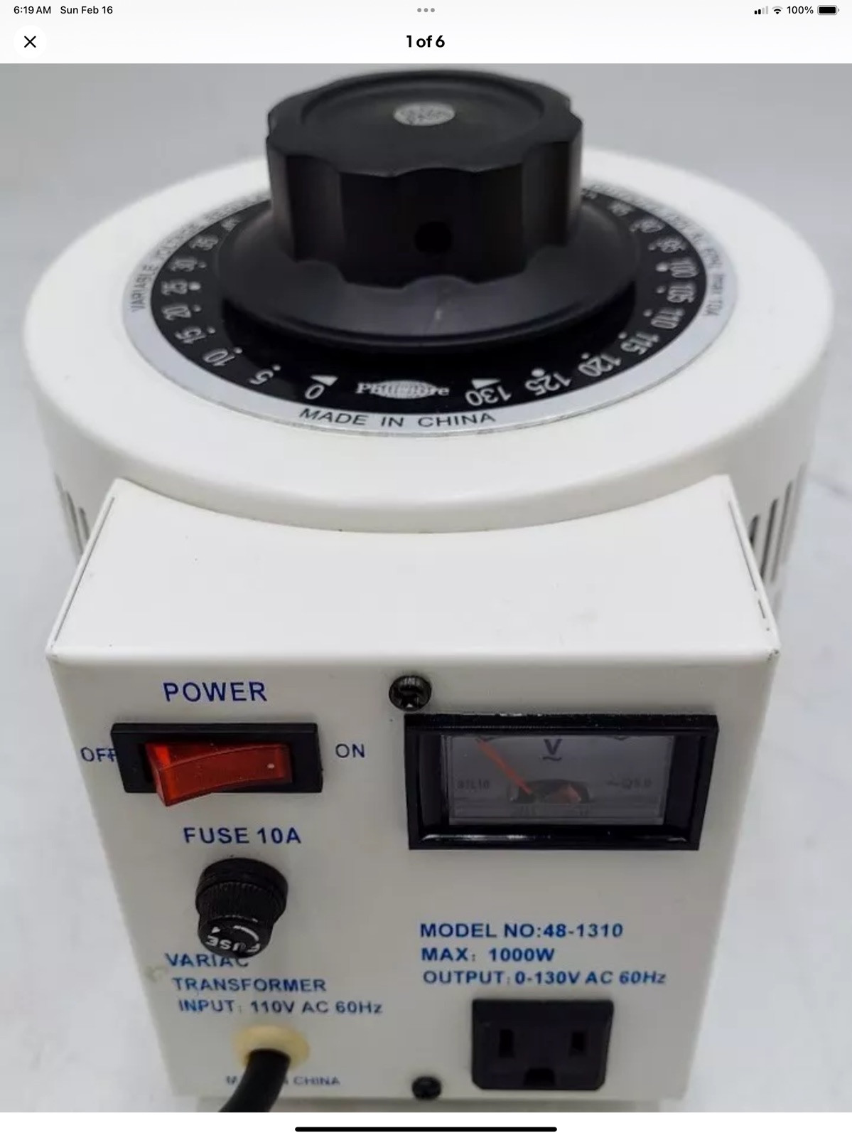 Philmore 48-1310 Variac 1000W Variable Voltage Regulator