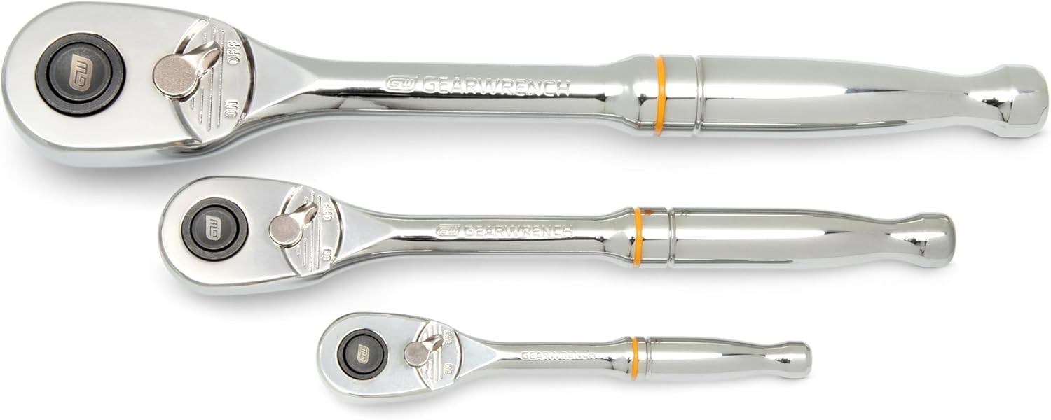 GEARWRENCH 3 Piece 1/4", 3/8” and 1/2" Drive 90-Tooth Quick Release Teardrop R