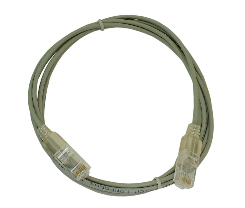 6ft Cat6 SLIM Ethernet RJ45 Patch Cable  Stranded  Snagless Booted  GRAY
