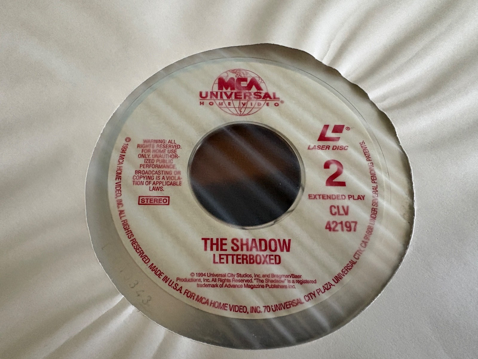 The Shadow 1995 Laserdisc, MCA/Universal 42197, Rare