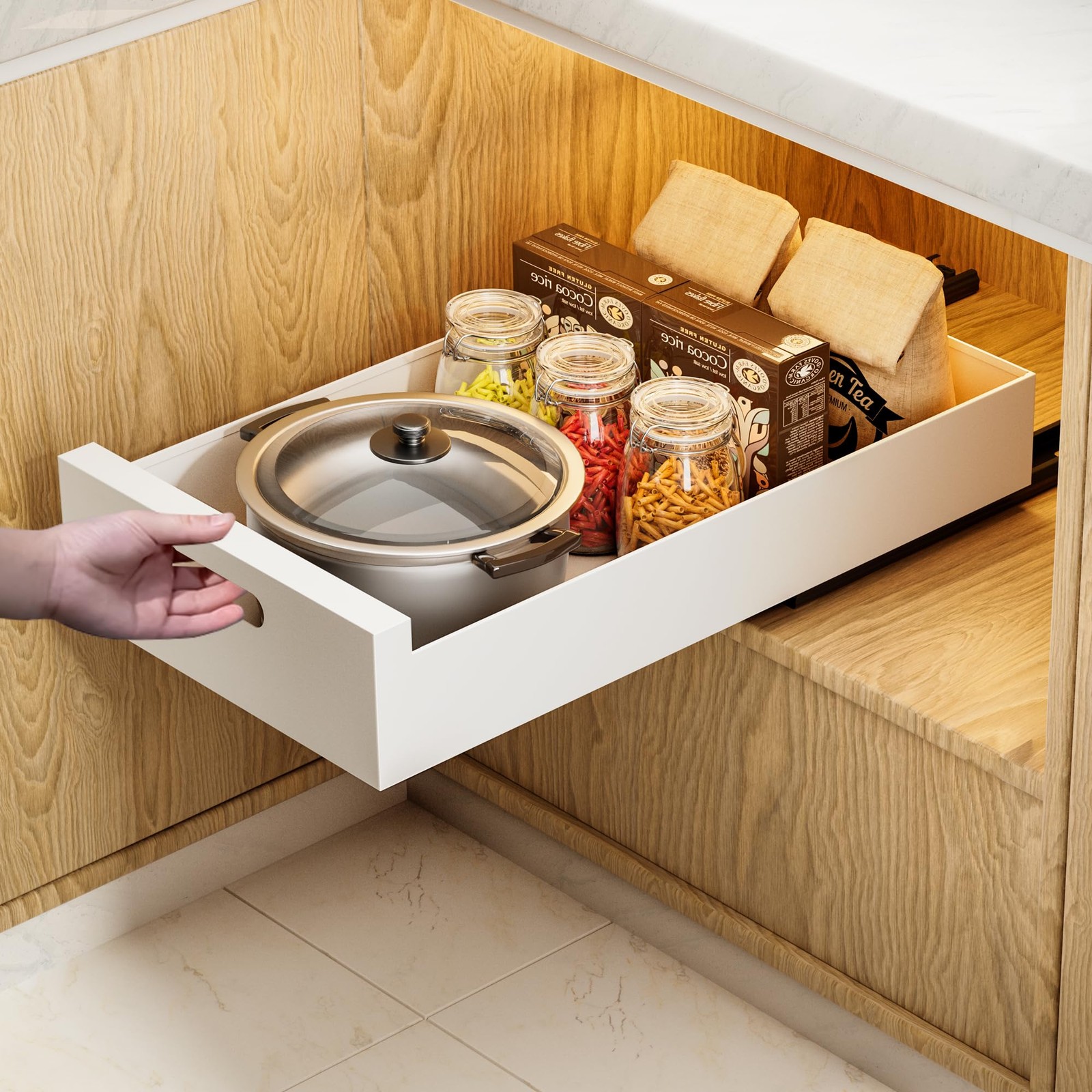 HBL 1 Pack | 21 Deep Pull Out Cabinet Organizer Adhesive, 10-Inch Wide Sturdy...