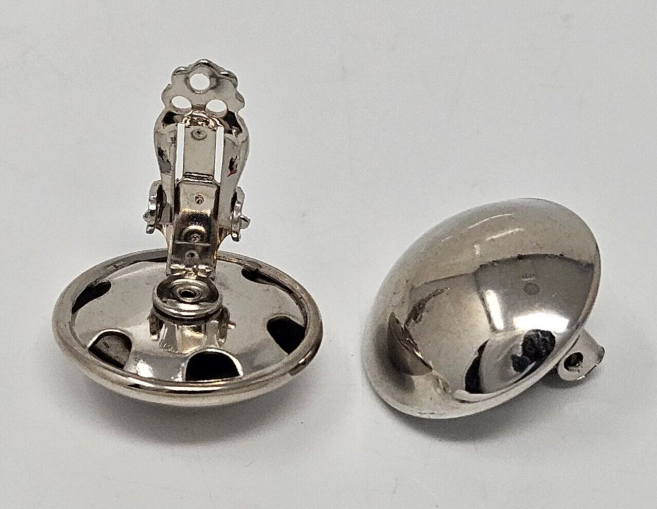 10 pair Silver Clip on Earrings Craft Findings 22mm Round High Dome Round Clips
