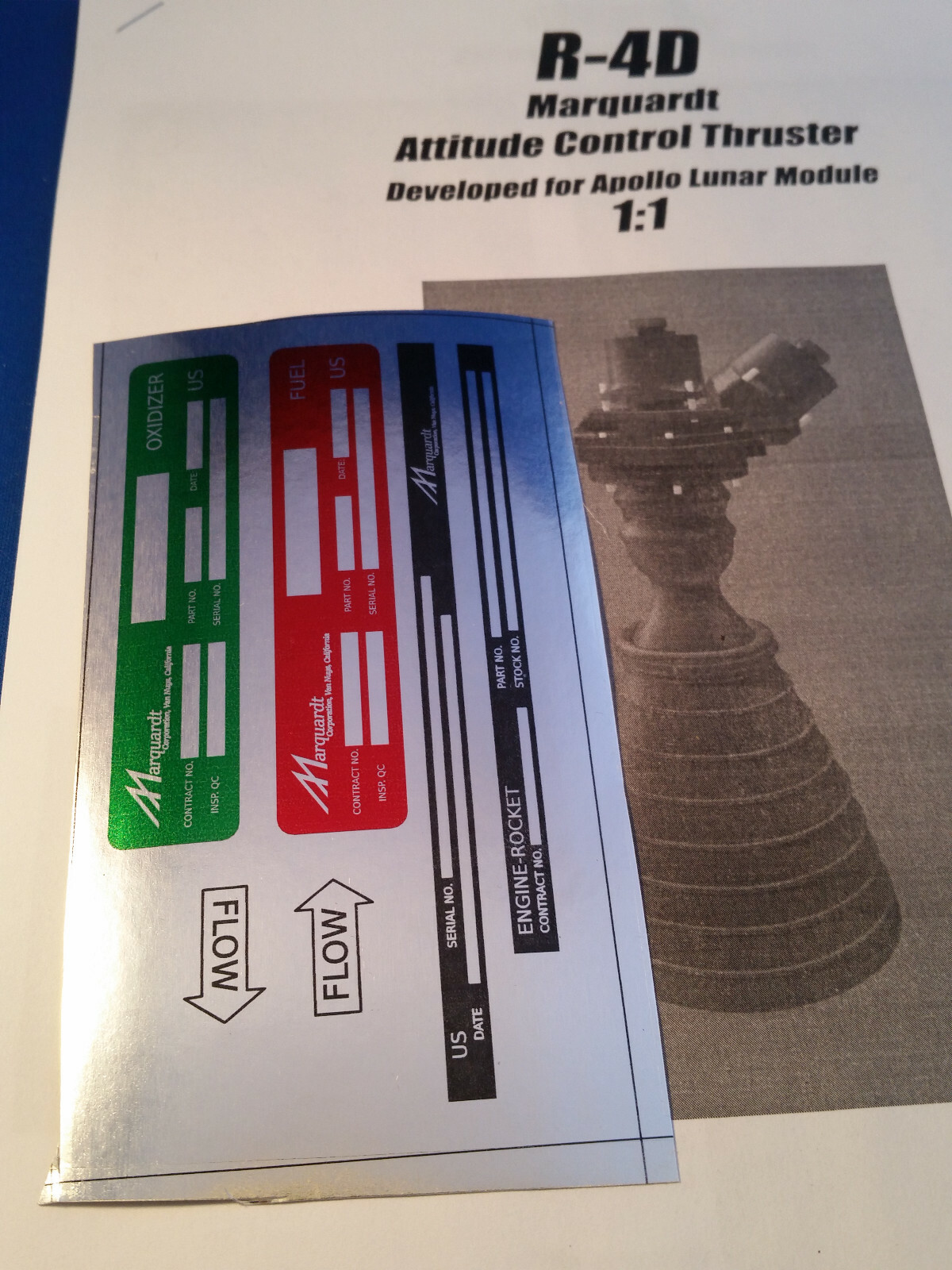 Apollo 11 Lunar Module Attitude Engine (RCS) R-4D Model Kit - Full Scale!