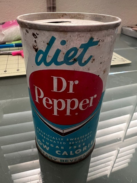 60's Dr Pepper "Chevron" Diet Soda Steel Can.