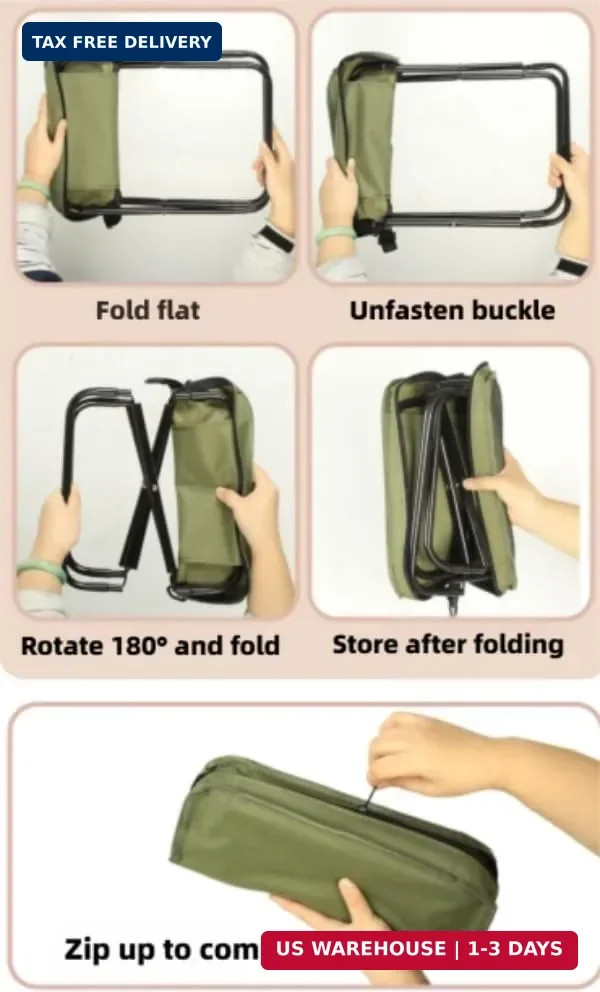 Portable Folding Camping Stool with Shoulder Strap, Suitable for Hiking, Fishing