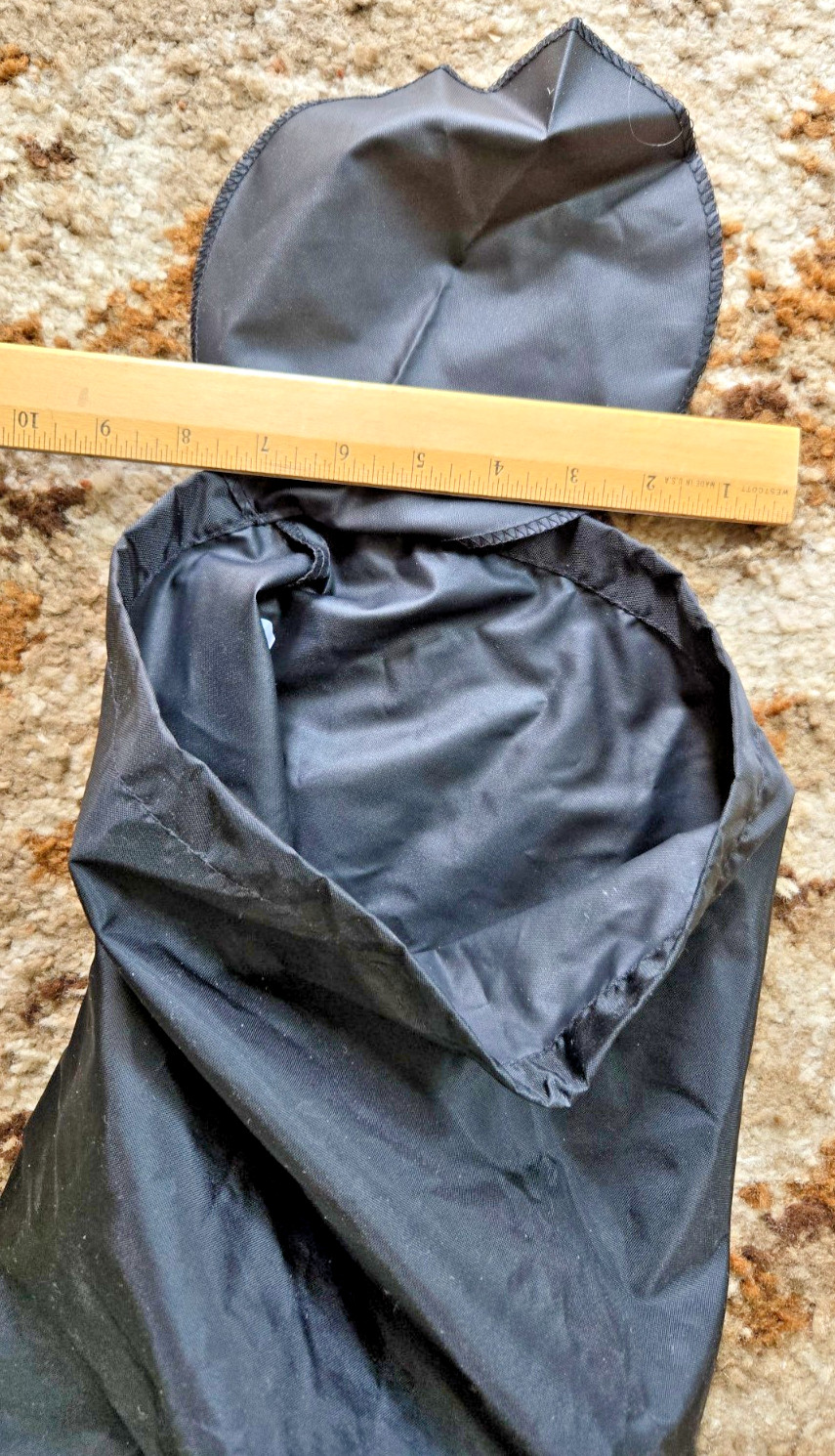 REI stuff sack. waterproof nylon, end flap and drawstring w/toggle closure
