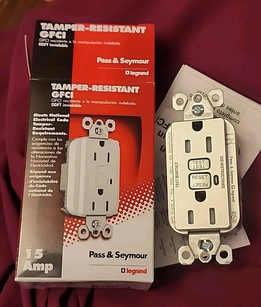 New Pass & Seymour 1595-TRTI GFCI Duplex Rec. LED Indicator 125V 15A Titanium
