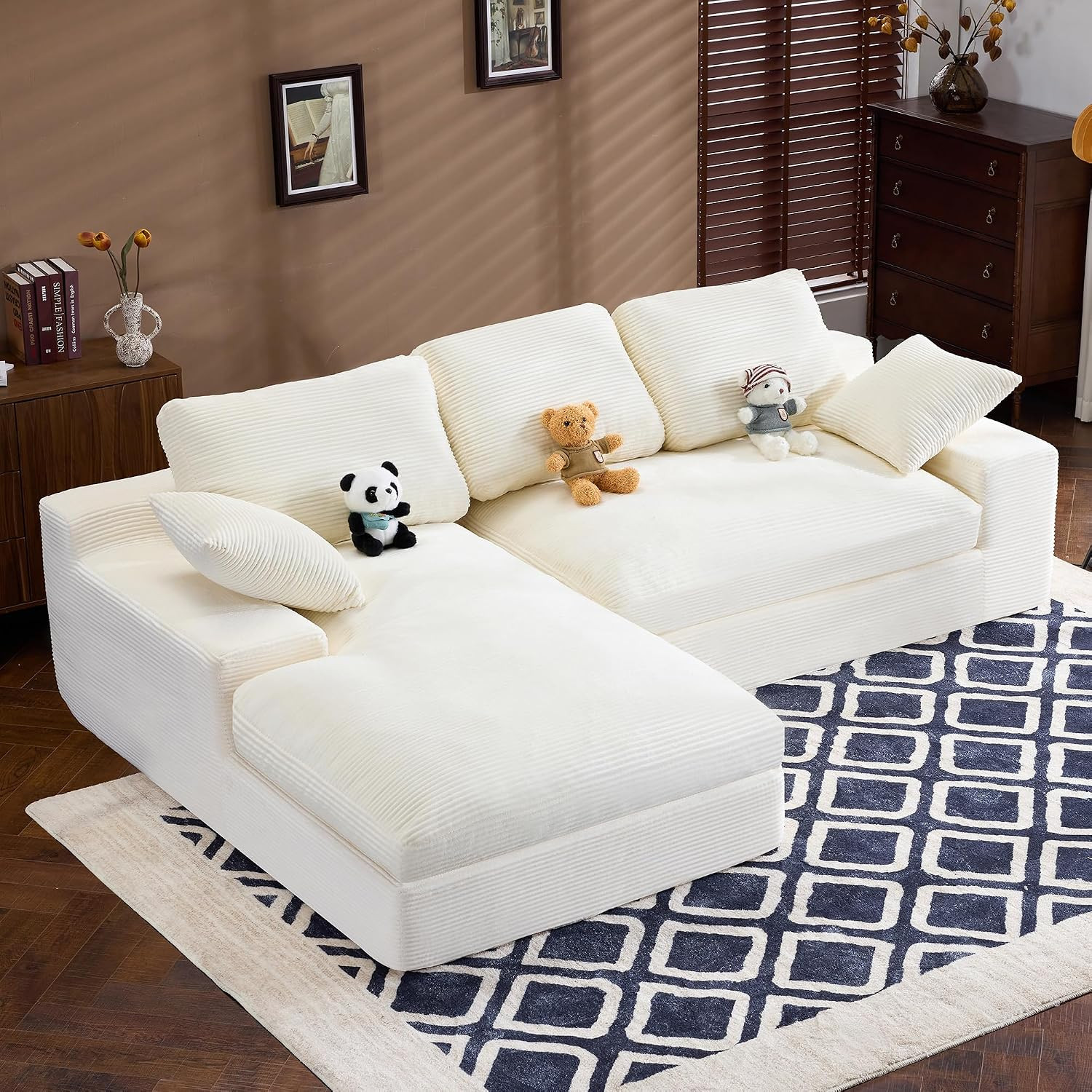 98.4" Modular Sectional Couch with Chaise, L-Shaped Modern Upholstered Sofa with