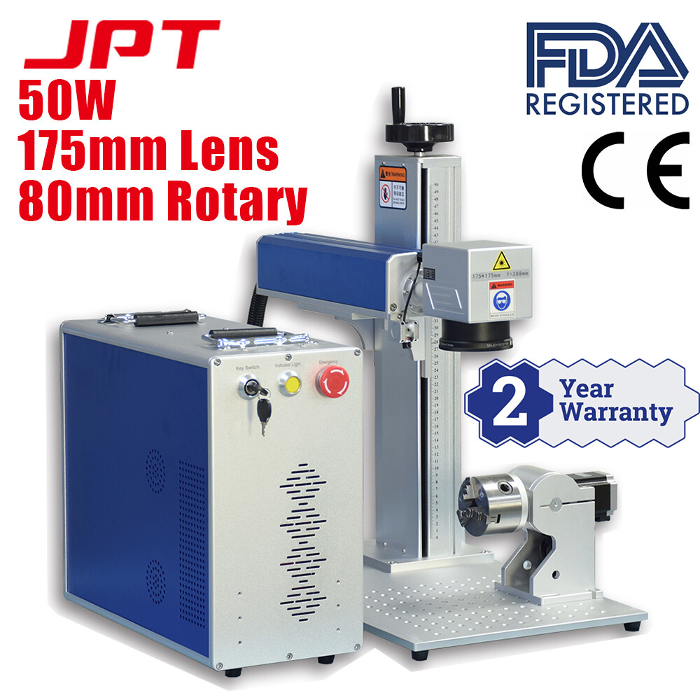 US Stock 50W JPT Fiber Laser Engraver for Metal Laser Marking with 80mm Rotary