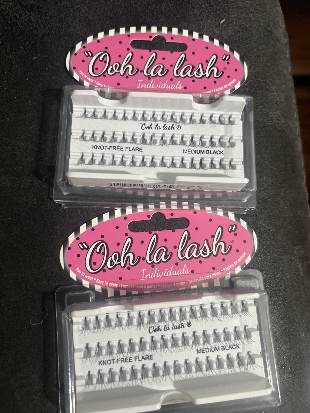 4 Packs of  Ooh La Lash Individual Knot Free Natural Lashes, Black, Medium U37A