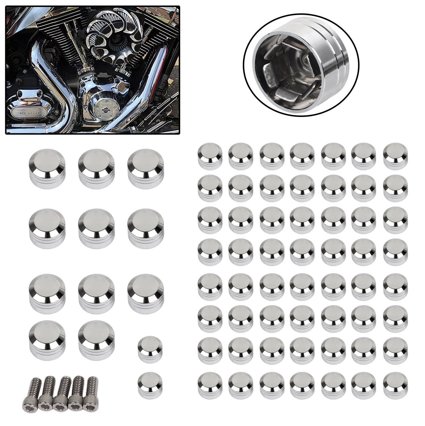Chrome CNC Engine Topper Bolt Covers For Harley Blackline Softail Springer FXS