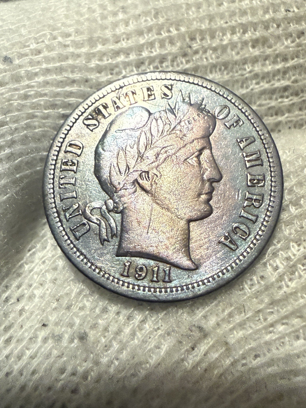 1911 P Barber Dime Gem AU+ High Grade Toned Silver Shipping Free