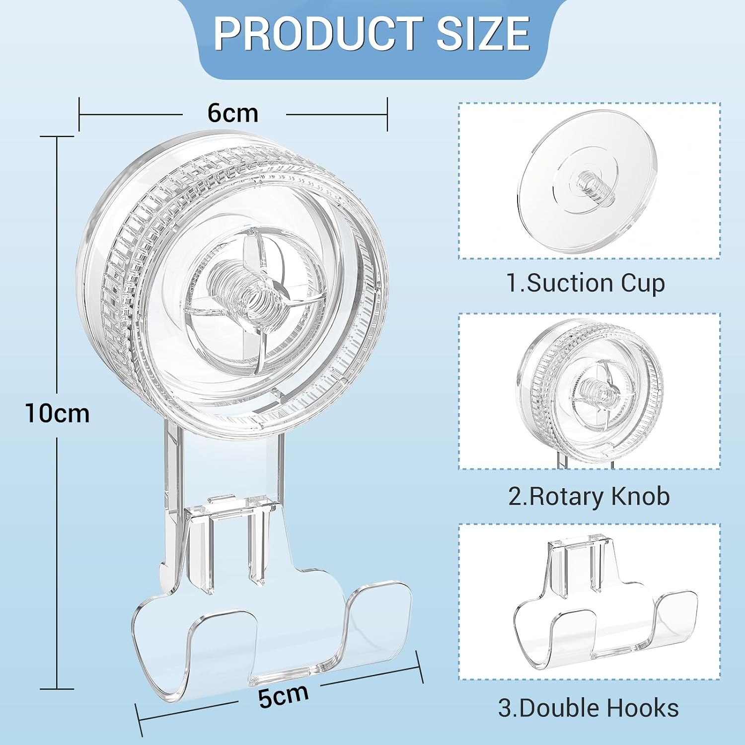 Suction Hooks, 2 Pack Razor Hooks Removable & Reusable Suction Shower Hook